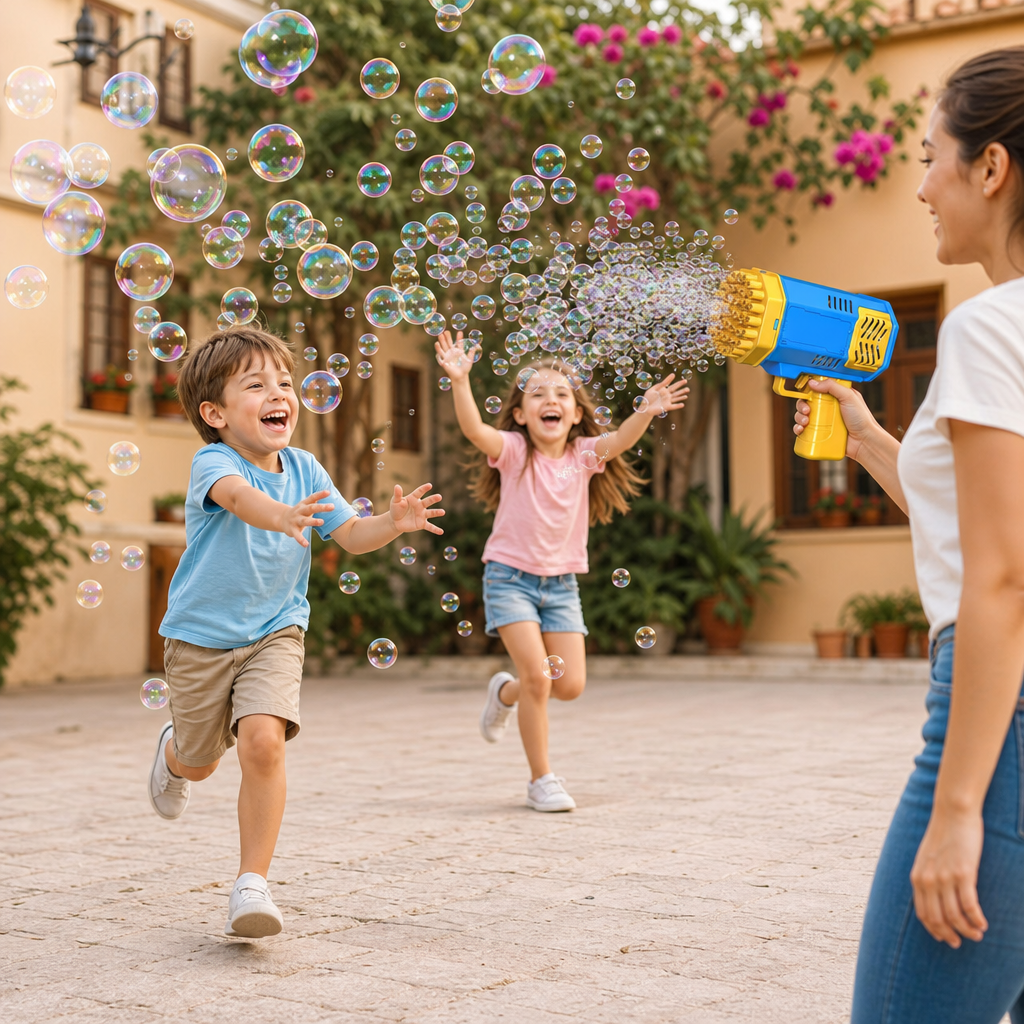 MEGA BUBBLE 40® LANZADOR MECÁNICO DE BURBUJAS CON 40 ORIFICIOS ¡Burbujas, ahora a lo grande!