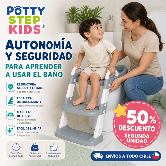 POTTY STEP KIDS® ASIENTO ADAPTADOR ESCALERA PARA INODORO INFANTIL ¡Autonomía y seguridad!