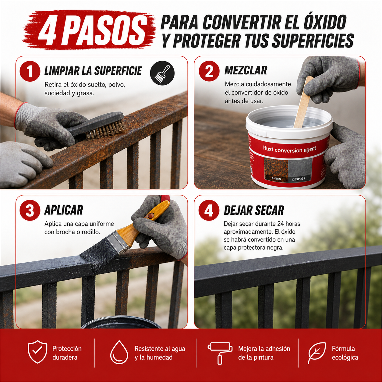 CONVERTIDOR DE ÓXIDO 1 KILO - ¡PROLONGA LA VIDA ÚTIL DE TUS SUPERFICIES METÁLICAS!
