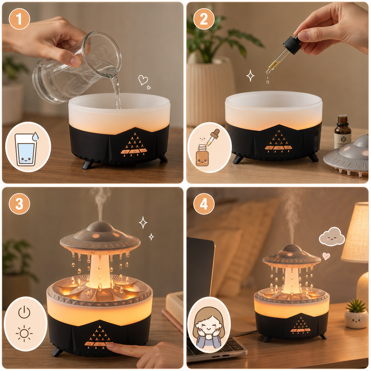 MUSHROOM DREAM® HUMIDIFICADOR DIFUSOR DE AROMAS HONGO ¡Rutinas más tranquilas!