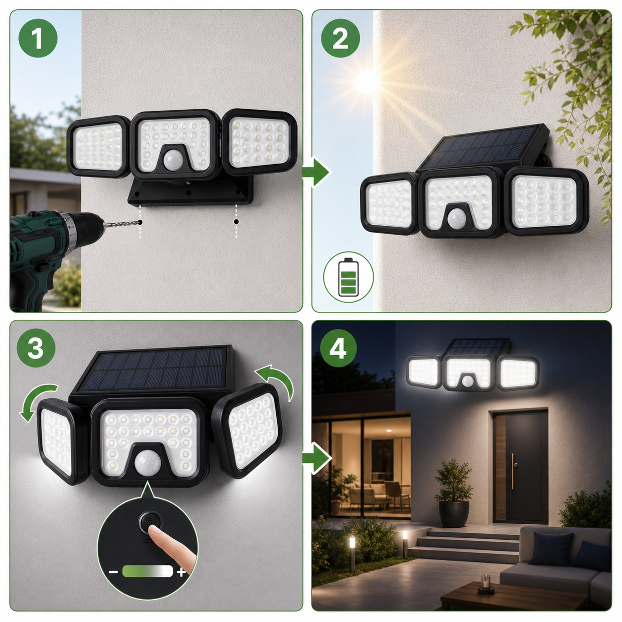 SOLARGLOW 3X® 3 LÁMPARAS LED SOLAR PARA EXTERIORES Ilumina afuera sin cables ni cuenta de luz