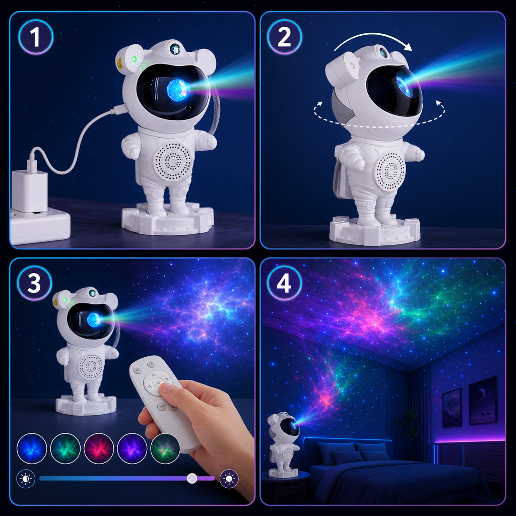 GALAXY ROOM PRO® PROYECTOR DE ASTRONAUTA CON ESTRELLAS Y NEBULOSA
