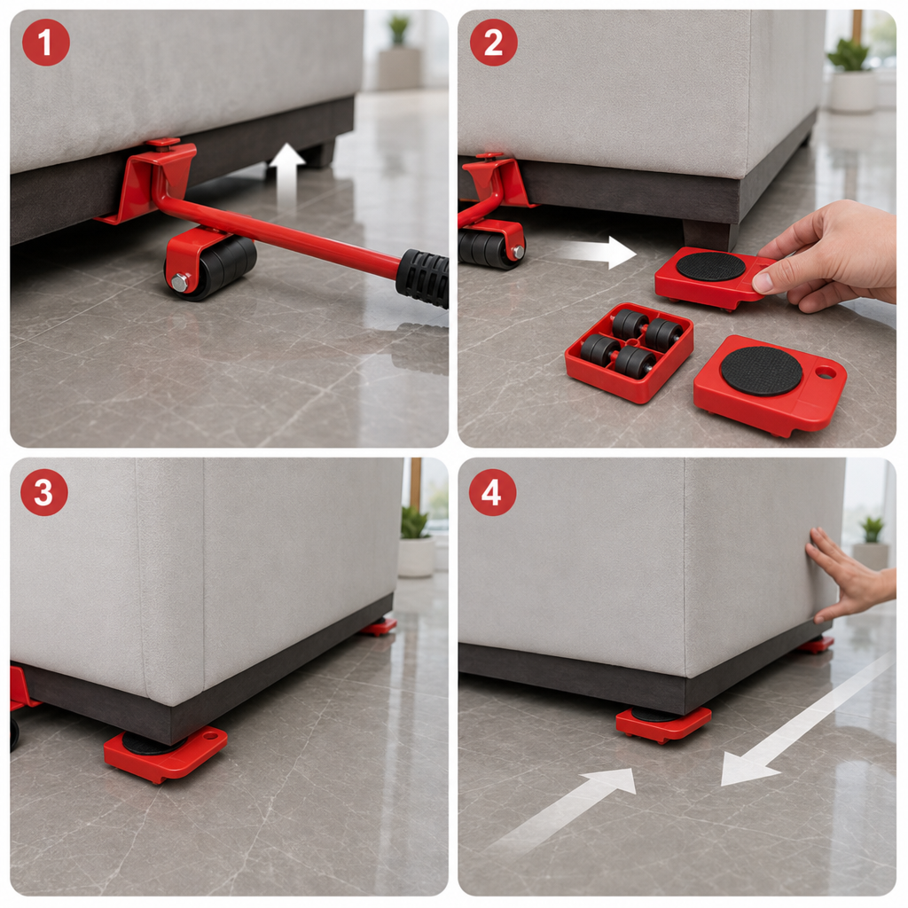 MOVE EASY PRO® KIT ELEVADOR DE MUEBLES ¡No más dolores de espalda al mover muebles!