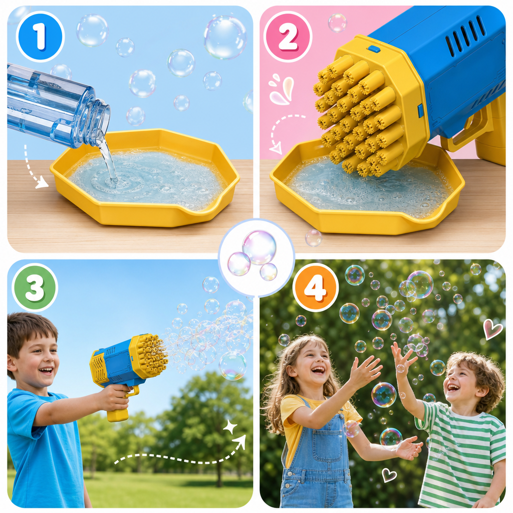 MEGA BUBBLE 40® LANZADOR MECÁNICO DE BURBUJAS CON 40 ORIFICIOS ¡Burbujas, ahora a lo grande!