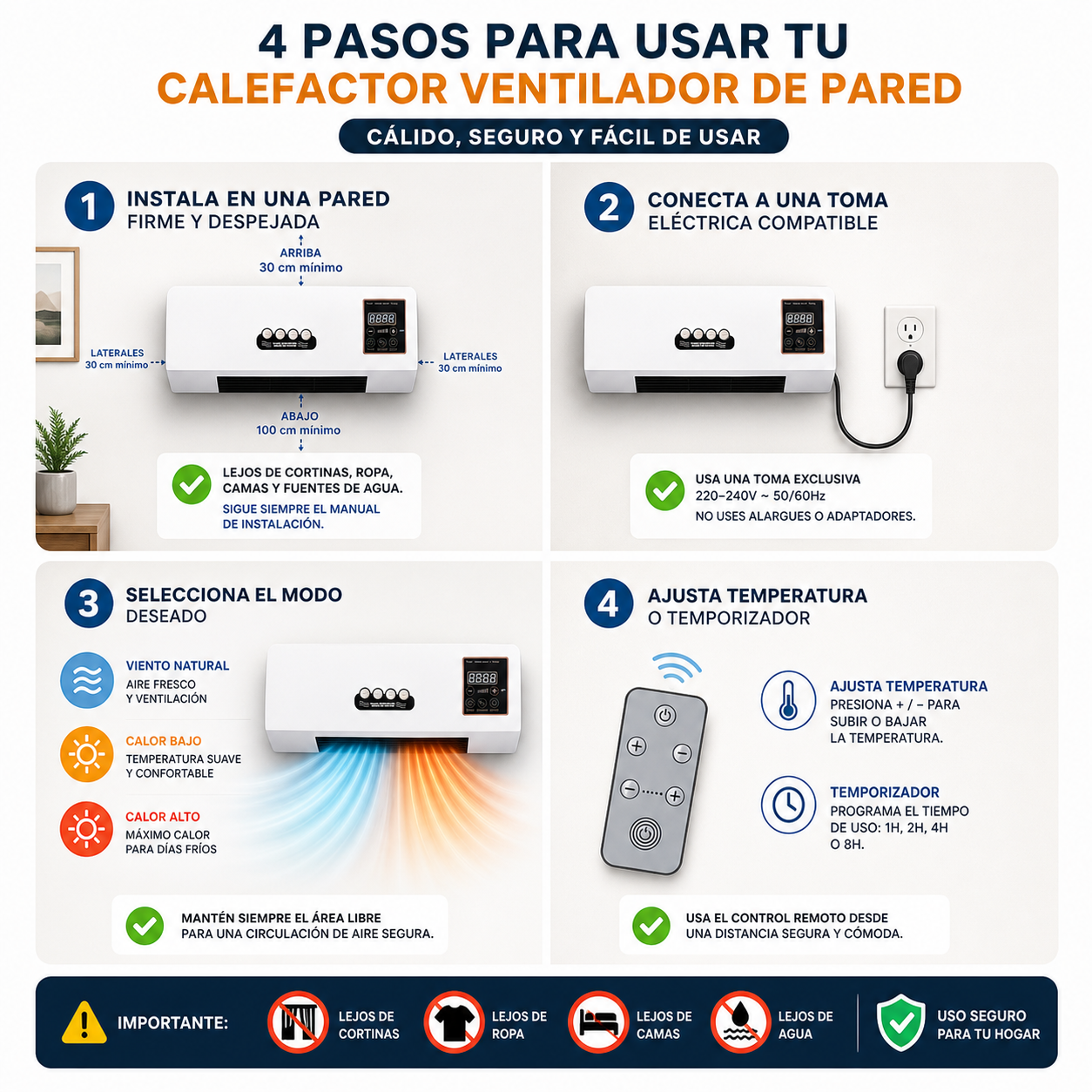 WALL HEAT 2IN1® CALEFACTOR + VENTILADOR DE PARED Calienta ahora. Refresca después.