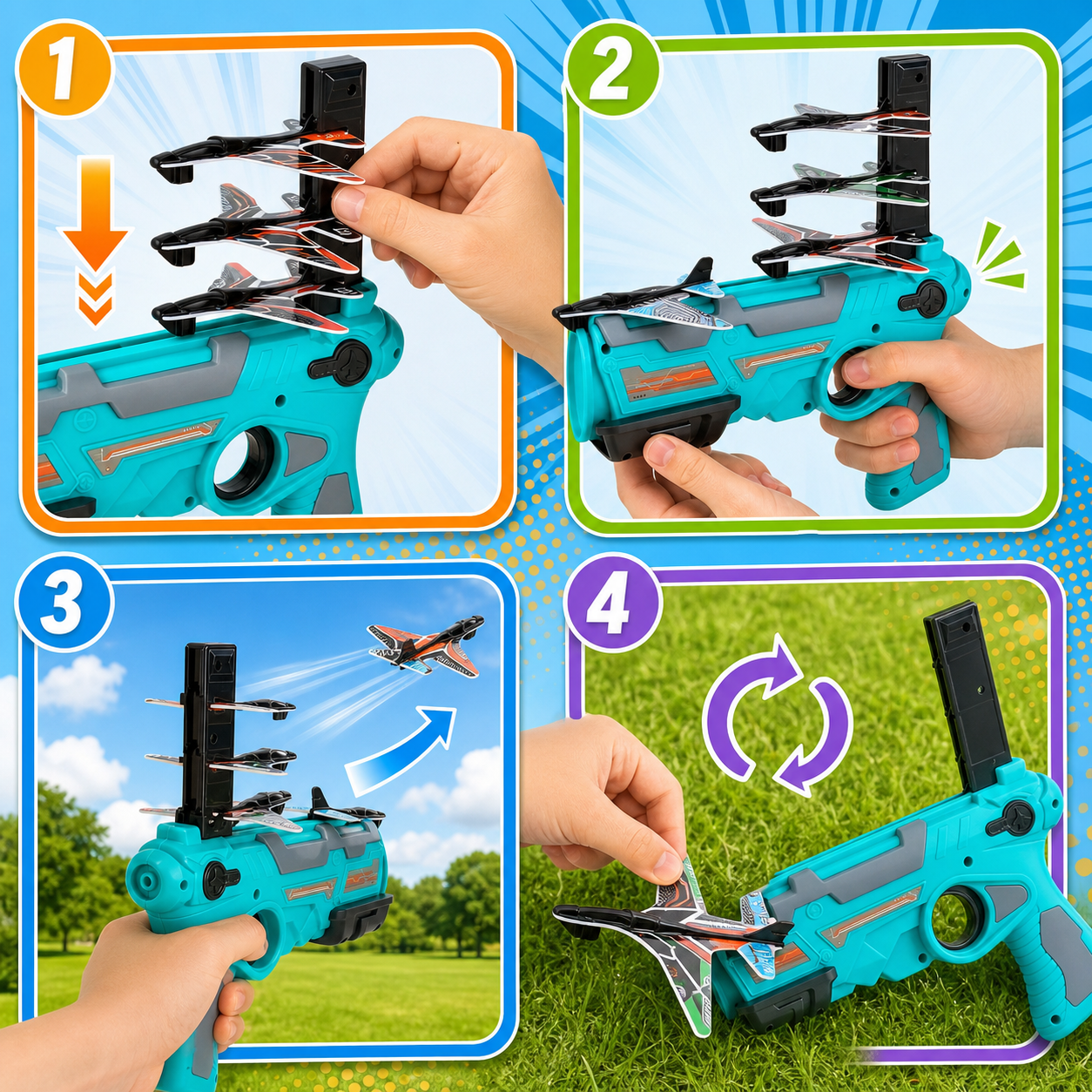 SKY LAUNCH KIDS® LANZADOR CATAPULTA CON 4 AVIONES ¡Y que despegue la entretención!