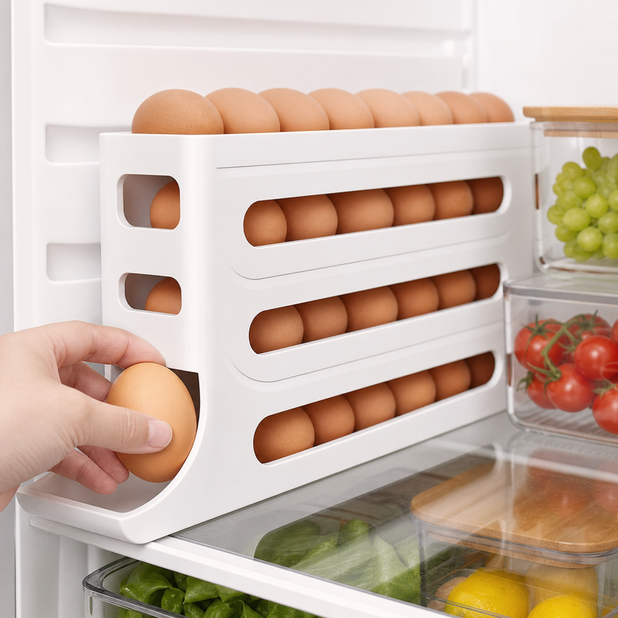 EGG FLOW 4® DISPENSADOR DE HUEVOS DE CUATRO NIVELES Una cocina organizada es una cocina funcional