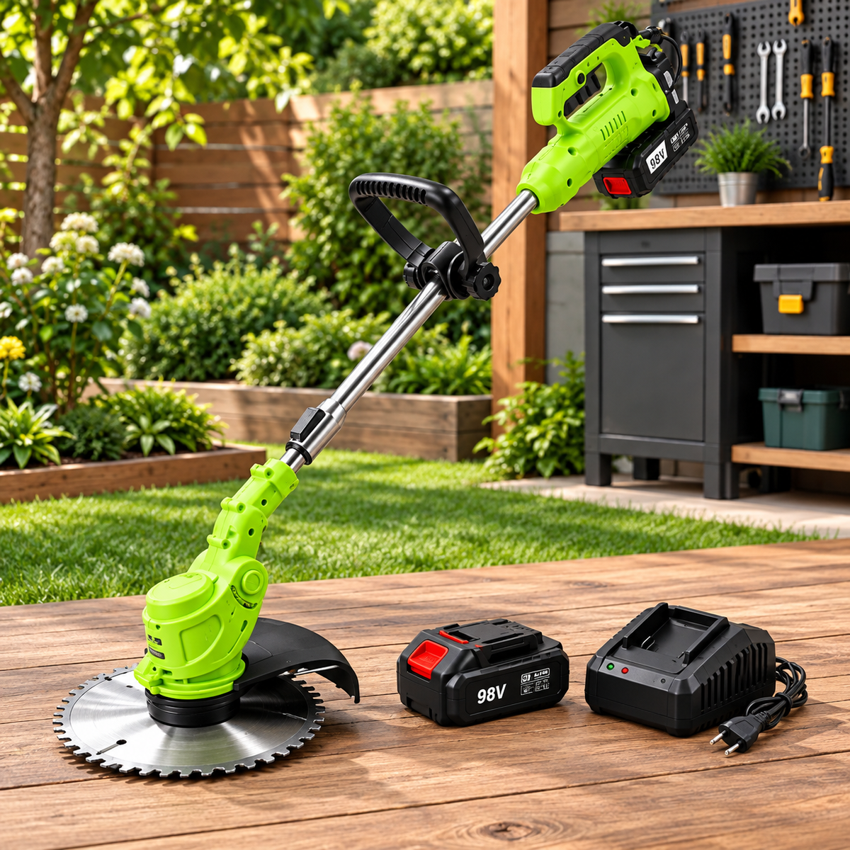 GARDEN FORCE 98V® CORTADORA DE PASTO INALÁMBRICA + 2 BATERÍAS - ¡CORTA CON LIBERTAD!
