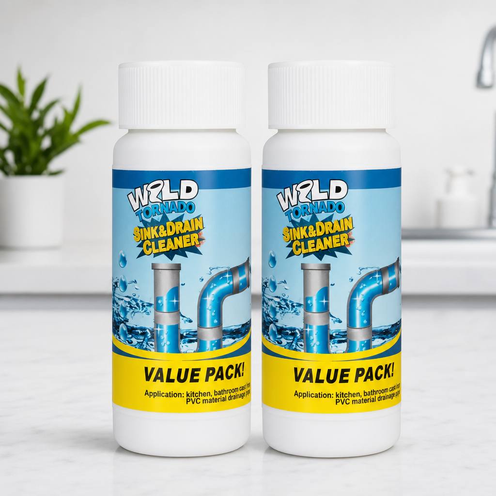 DRAIN CARE HOME® PACK POLVO DESTAPA CAÑO X2 Formato doble para desagües en el hogar