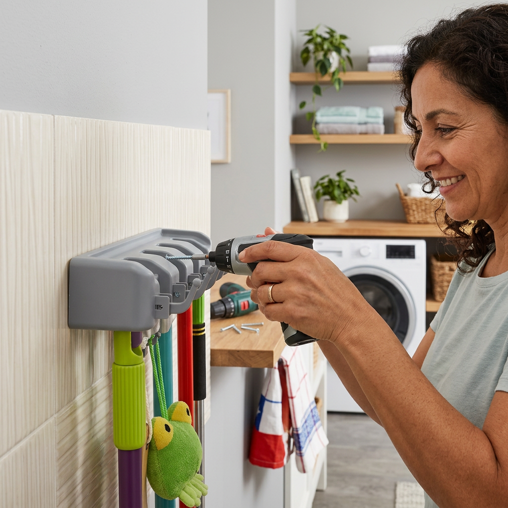 SMART CLEAN WALL® ORGANIZADOR DE ESCOBAS CON GANCHOS ¡Que no te desordene lo que usas para ordenar!