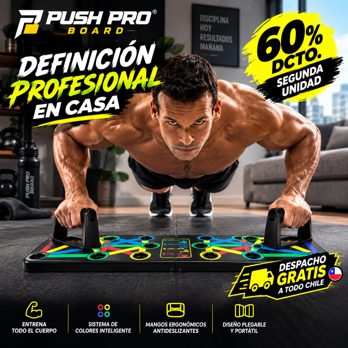 PUSH PRO BOARD TABLA PROFESIONAL PARA FLEXIONES ¡DEFINICIÓN PROFESIONAL EN CASA!