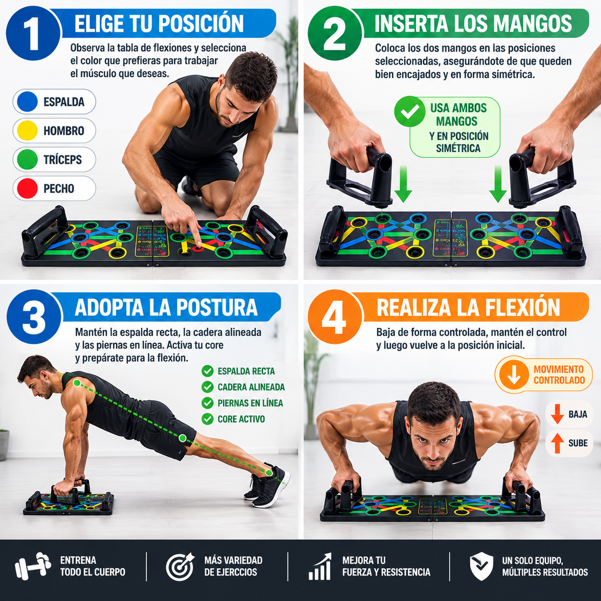 PUSH PRO BOARD TABLA PROFESIONAL PARA FLEXIONES ¡DEFINICIÓN PROFESIONAL EN CASA!