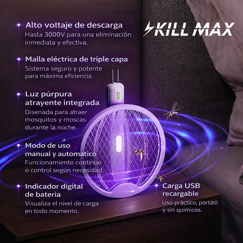 Mata insectos KILL MAX® 3000 V - Elimina moscas y zancudos - ¡Protege tu hogar día y noche!