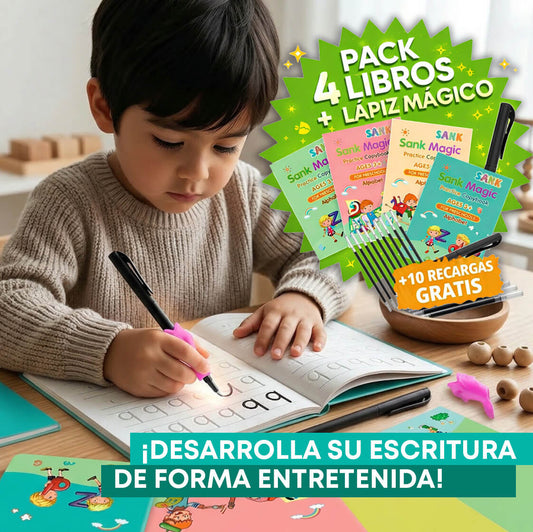 CUADERNOS MÁGICOS DE CALIGRAFÍA Casa Montessori® - ¡PACK 4 LIBROS + 10 RECARGAS!