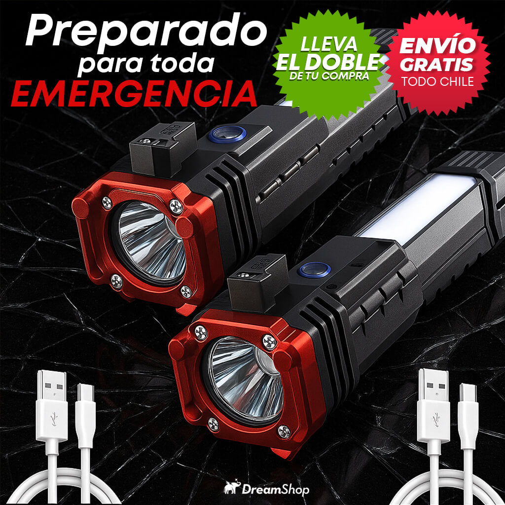 LINTERNA MARTILLO DE SUPERVIVENCIA - ¡Te REGALAMOS EL DOBLE de tu compra!