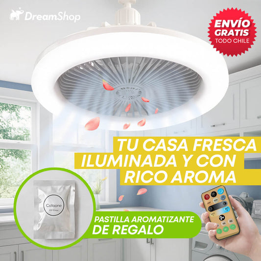 Ventilador Luz LED con Aromatizante - ¡Tu casa iluminada y fresca!