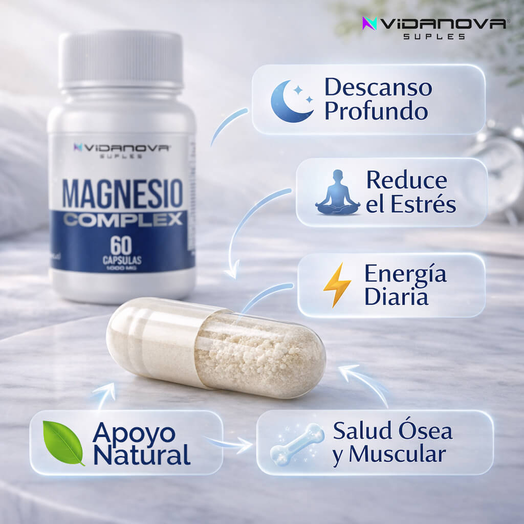 Magnesio VIDANOVA® - Recupera tu Bienestar – Apoyo natural para el descanso, energía y salud de tus huesos.