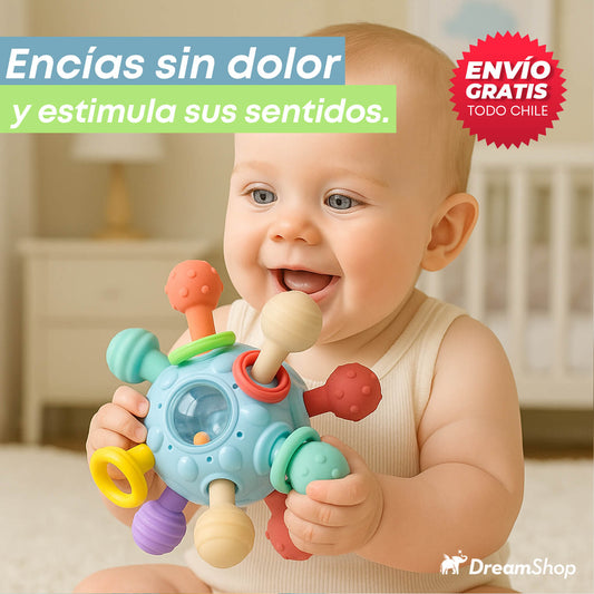 SONAJERO MORDEDOR SENSORIAL - Alivia el dolor de encías y estimula los sentidos de tu bebé.